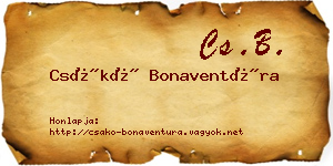 Csákó Bonaventúra névjegykártya